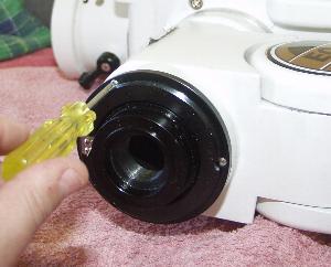 Removing the polarscope surround screws